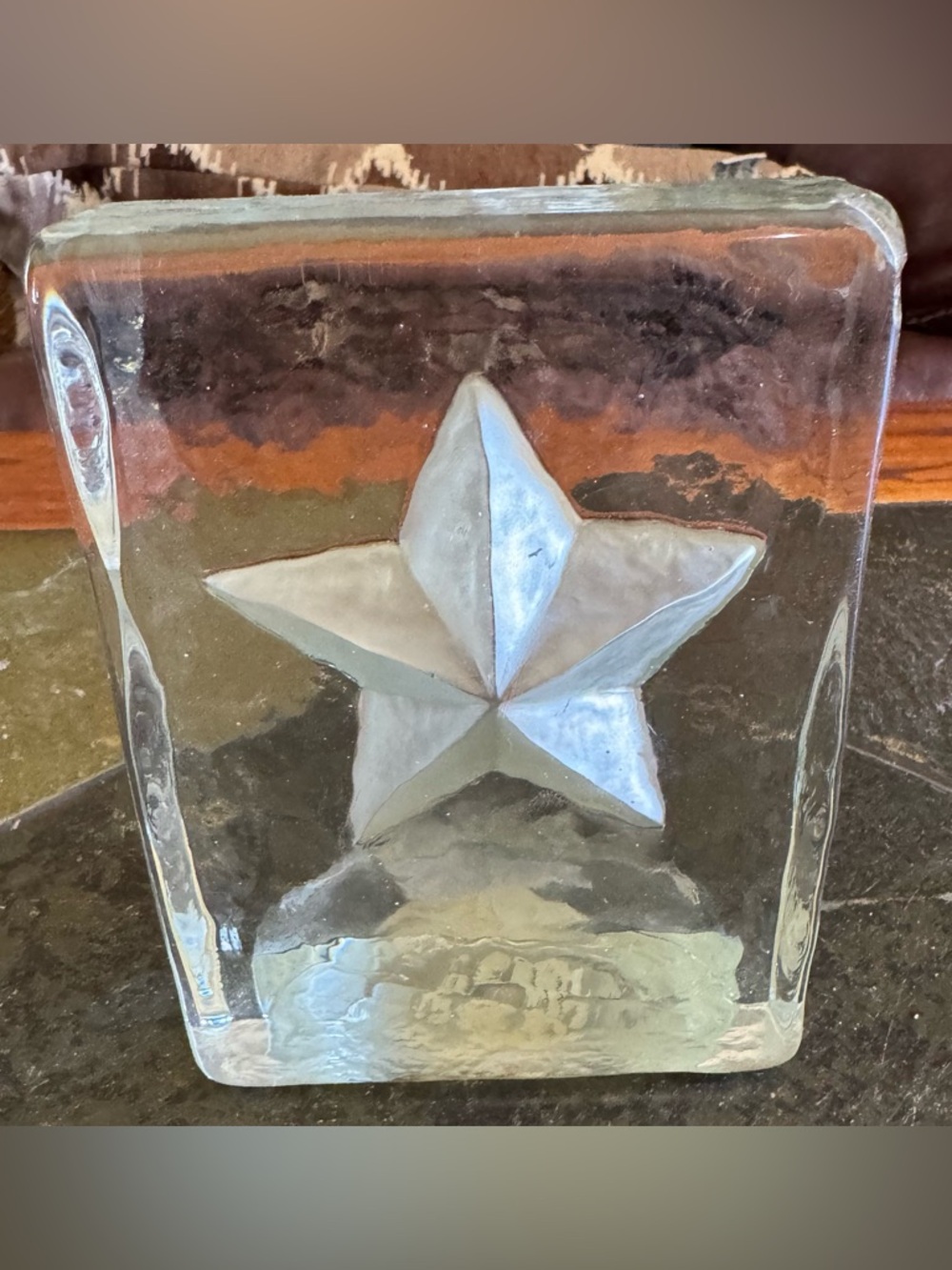 Clear Glass Star Accent Block - Home Art